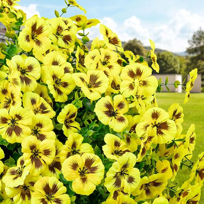 Artificial Flowers, 24 Bundles, Decorative Bouquets for Home, Wedding, Garden, Office Decor (Yellow)