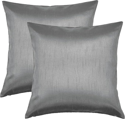Aiking Home 24x24 Inches Faux Silk Square European Shams, Zipper Closure, Charcoal (Set of 2)