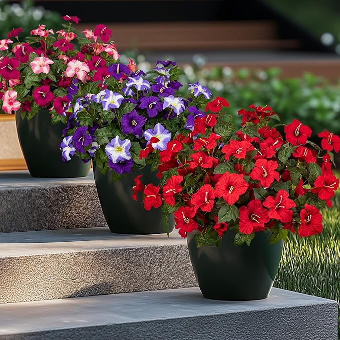 19 Inch Artificial Flowers for Outdoor Indoor Garden Home Decoration,Faux Flower for Home Office Garden Patio Balcony 4 Bundles (Red)