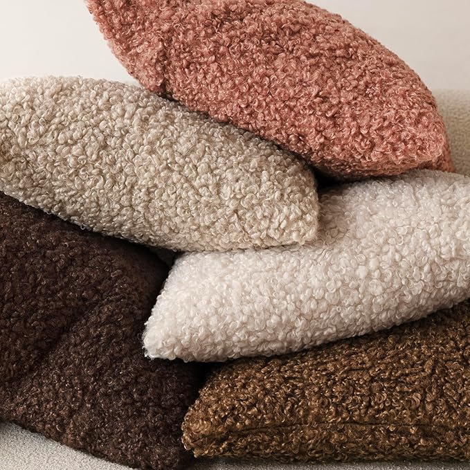 Foindtower 2 Pieces 24x24 Inch Dusty Pink, Faux Fur Throw Pillow Cover Accent Sherpa Furry Pillow Covers Fuzzy Soft Pillowcases Cozy Sheepskin Decorative Fleece Cushion Case for Bed Couch Living Room