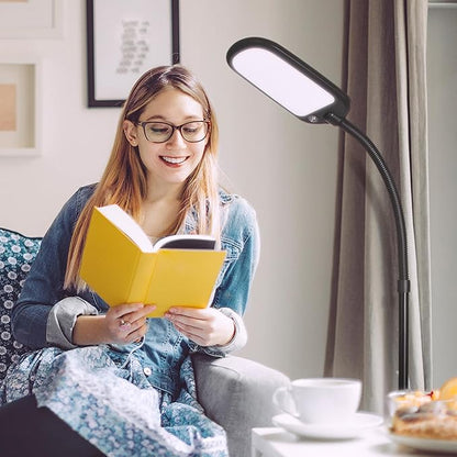Brightech Litespan Slim LED Floor Reading Lamp - Tall with Adjustable Gooseneck, Dimmable for Living Rooms, Offices & Bedrooms - Black