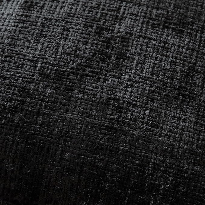Yaertun Pack of 2 Chenille Textured Decorative Throw Pillow Covers Accent Solid Cushion Cover Soft Cozy Pillow Case with Velvet Back for Couch Sofa Bed Living Room 24x24 Inch Black