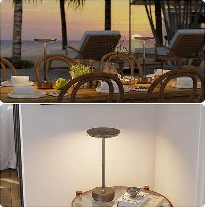 1 Pack Rechargeable Table Lamps Cordless, Portable 5000mAh Outdoor Table Light, 3 Color Stepless Dimming LED Table Lamp with Memory Function, for Home/Dinner/Patio/Restaurant.(Light Cafe)