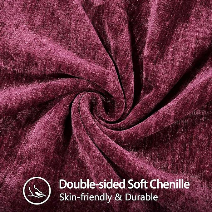 decorUhome Spring Chenille Soft Throw Pillow Covers 20x20 Set of 2, Farmhouse Velvet Neutral Decorative Pillow Covers with Stitched Edge for Couch Sofa Bed Home Decor, Rhododendron