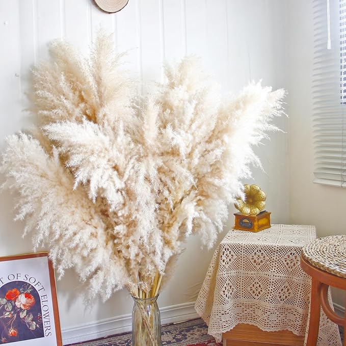 10pcs 40'' Pampas Grass Tall Decor - Pompas Floral, Tall Pampas Grass for Floor Vases, Living Room Floor, Floor Plants, Plumas para, and Grass Wall Decor