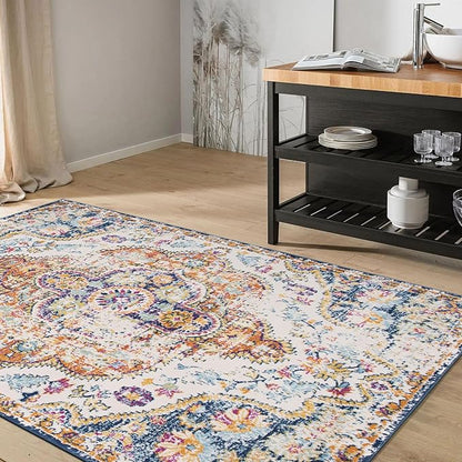 Rugshop Vintage Distressed Bohemian Area Rug for Livingroom,Bedroom,Dining Room – Vibrant Multi-Color Tribal Design, 3'3" x 5'