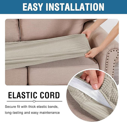 H.VERSAILTEX Super Stretch Individual Seat Cushion Covers Sofa Covers Couch Cushion Covers Slipcover Sets Thick Jacquard Textured Twill Fabric (1 Piece Chair Cushion Cover, Island Fossi)