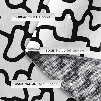 Abstract Geometric Rugs for Home Decor, 3x4 ft, Black and White Labyrinth Area Rugs for Living Room, Soft Non Slip Washable Modern Abstract Line Carpet Bedroom Decorations Dt-Ghf-31
