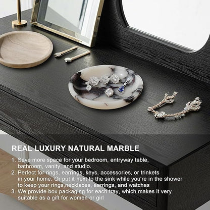 Jewelry Tray,5.5"x5.5" Marble Jewelry Tray for Entryway Table,Countertop Bathroom, Kitchen Dresser,Marble Tray,Waiting for Storage of Small Trinket,Home Decor Organizer