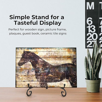 TR-LIFE Plate Stands for Display - 10 Inch Plate Holder Display Stand + Metal Easel Stand for Picture Frame, Decorative Plates, Book, Photo, Collectibles (2 Pack)