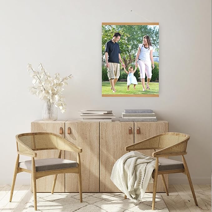 SZDHHH Custom Photo Prints with Magnetic Hanger Frame Canvas Poster Prints With Your Photos Personalized Hanging Poster Pictures Wall Art Decor Framed for Home Decor Gifts Keepsakes (24" Lx20 W)