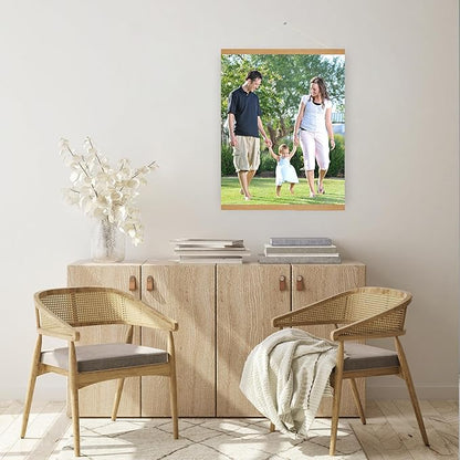 SZDHHH Custom Photo Prints with Magnetic Hanger Frame Canvas Poster Prints With Your Photos Personalized Hanging Poster Pictures Wall Art Decor Framed for Home Decor Gifts Keepsakes (24" Lx20 W)