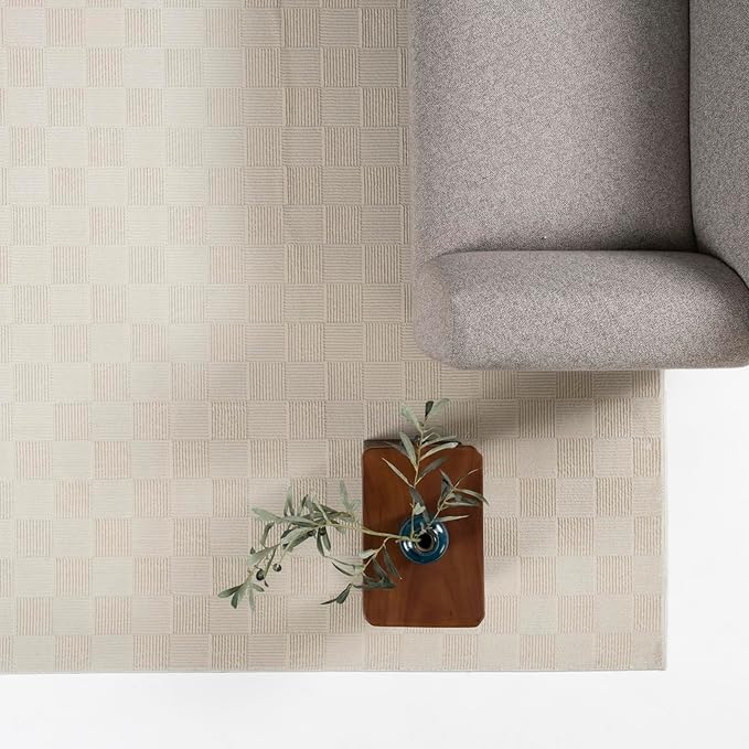 Revival Rugs Willow 9'x12' Washable Area Rug for Living Room Bedroom - 100% Recycled Oeko-TEX Certified, Medium Pile, Beige, Cream