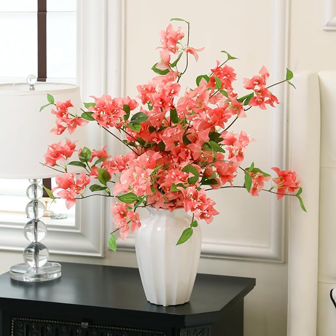 10PCS Bougainvillea Artificial Flowers 30" Silk Fake Bougainvillea Branches Faux Flowers Vines for Home，Garden，Wedding，Party，Indoor and Outdoor，Floral Arrangement and DIY Decor（Pink）