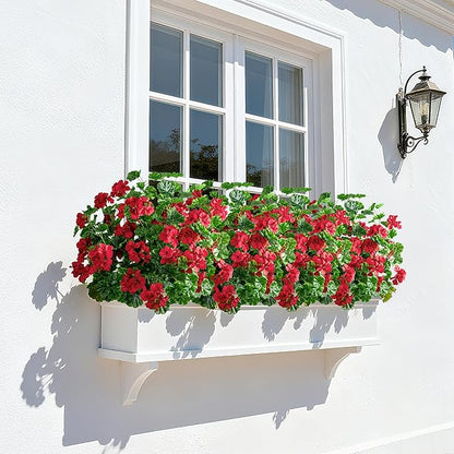 Artificial Flowers for Outdoors 17.7In Artificial Geraniums for Indoor Fake Flowers Uv Resistant Artificial Outdoor Flowers Suitable for Indoor Home Decoration Outdoor Garden Decor 8PCS，Red