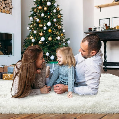 8x10 Large Area Rugs for Living Room, Ultra Fluffy Shag Rug for Bedroom, Modern Plush Soft Carpet for Girls Boys Kids Room Dorm Fuzzy Non Slip Rug for Home Decor Aesthetic, Cream White