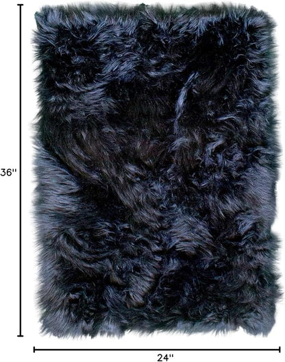 Super Area Rugs Ultra Soft & Fluffy Faux Sheepskin Rug, Black 2 x 3 Feet Carpet for Bedroom Living Room