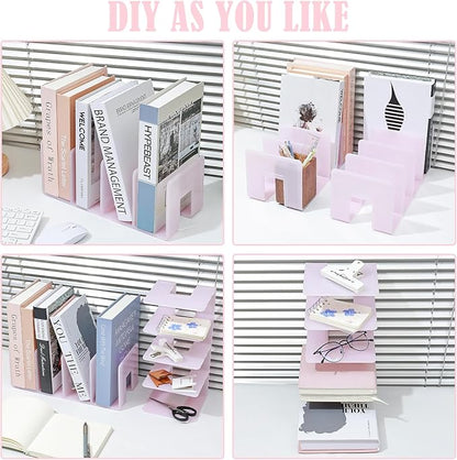 BAYTORY 2Pcs Acrylic File Holder Purse Organizer, Sturdy Desktop File Sorter Organizer, Binder Shelf for Office Desk Kitchen Shelf Closet (Pink)