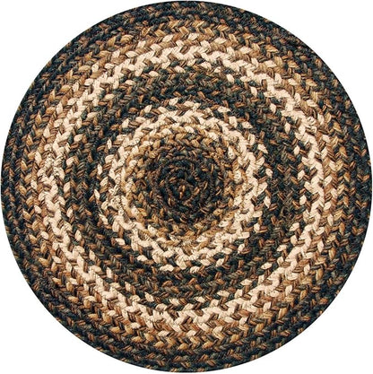 Homespice Kilimanjaro Jute Woven Round Placemats Set of 6, 15", Warm Primitive Decor, Black and Tan Table Mats - Vibrant Colors, Durable, Easy to Clean and Protects Furniture