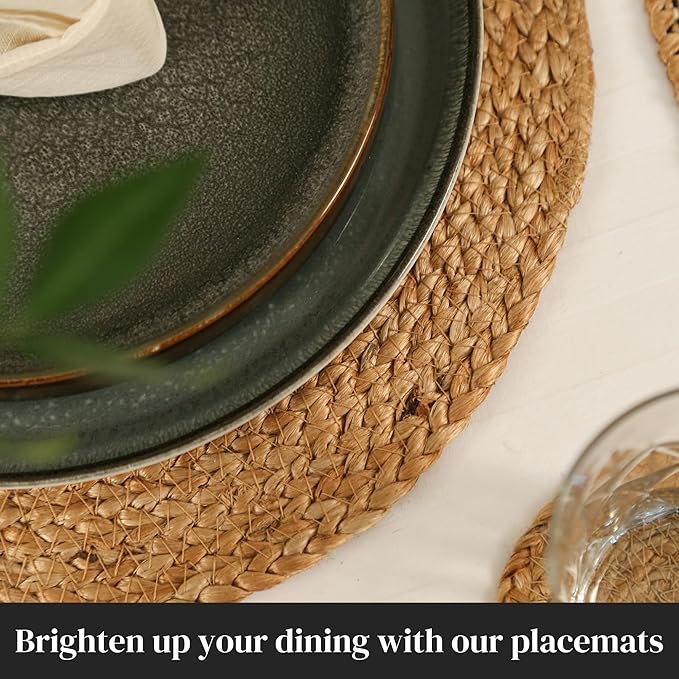 Large Round placemats 13 inch Set of 20, Dining Room Table Placemats', Jute Round Table Mat Centerpiece, Chargers for Dinner Plates Set of 20
