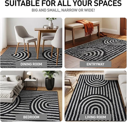 Rugshop Abstract Arch Shag Area Rug Anthracite Dark Gray 5' x 7' Great for Bedrooms, Living Rooms, or Under Coffee Tables