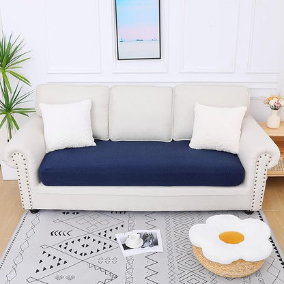 Smiry Waterproof Couch Cushion Covers, Stretch Jacquard Thick Sofa Cushion Covers, Washable Seat Slipcover Elastic Furniture Protector for Pets, Kid (Large, Navy)