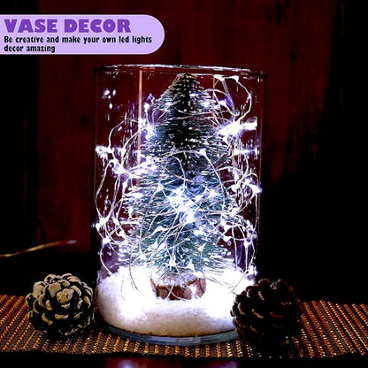 6 Pack Fairy Lights Battery Operated Mini String Lights with Timer 2PCS Remote 6.5ft 20LED Cool White Firefly Lights Waterproof Silver Wire Twinkle Lights DIY Mason Jar Wedding Party Christmas Decor