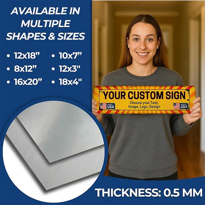 Custom Arrow Metal Sign by DC | Directional Signs for Indoor & Outdoor Use | Personalized Rust-Free Metal Yard Display | Customized Weatherproof Road Arrow Marker | Multiple sizes | Made in USA