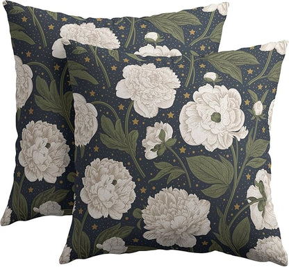 Vitage Floral Pillow Covers 20x20 Set of 2 Navy Blue Chinoiserie Pattern Rustic Spring Flower Decorative Outdoor Farmhouse Zipper Pillowcases Decorations Throw Cushion Cover Decor for Couch Sofa Bed