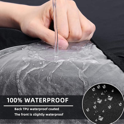 hyha Waterproof Couch Cushion Covers, Stretch Sofa Couch Seat Slipcover for Dog Washable, Non-Slip Waterproof Outdoor Cushion Covers for Patio Furniture Replacement (3 Pieces, Black)