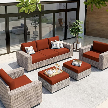 hyha Waterproof Couch Cushion Covers, Stretch Sofa Couch Seat Slipcover for Dog Washable, Non-Slip Waterproof Outdoor Cushion Covers for Patio Furniture Replacement (2 Pieces, Rust)