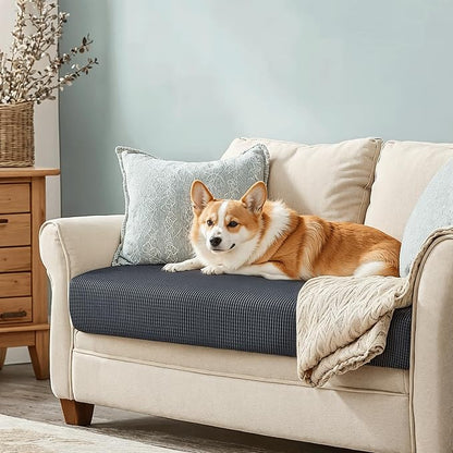 CHUN YI Medium Couch Cushion Cover Stretch for Loveseat, Sofa Seat Slipcovers for Pets, Suitable for Armchair Loveseat Sofa with Spandex Jacquard Washable Fabric(Medium,Grey)