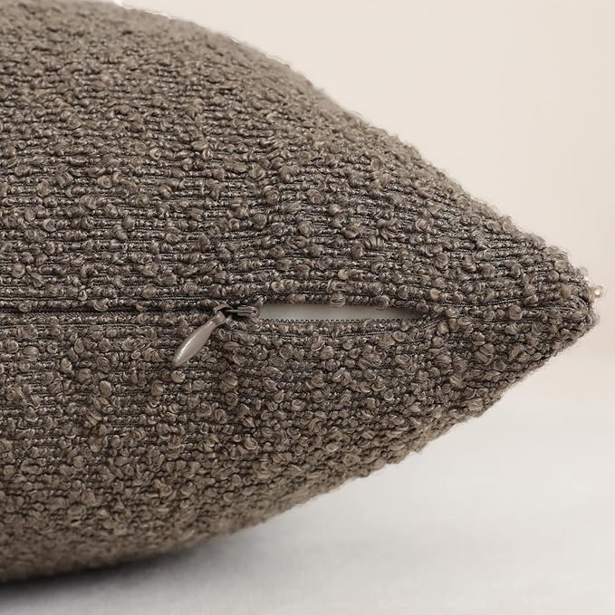 Jeneoo Light Brown Decorative Lumbar Thick Throw Pillow Covers Fine Textured Boucle Couch Cushion Cases for Sofa Decor, Set of 1, 14 x 36 Inch