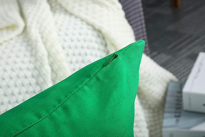 TangDepot Handmade Decorative Solid 100% Cotton Canvas Throw Pillow Covers/Pillow Shams, (12"x18", Bright Green)