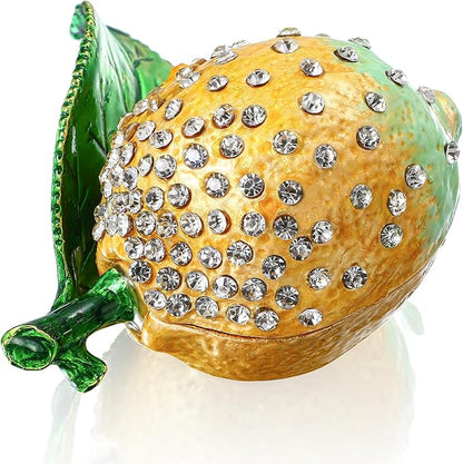 YU FENG Lemon Trinket Boxes Hinged Lemon Figurines Collectibles Hinged Jewelry Box Necklace, Earrings,Ring Holder for Women Girls