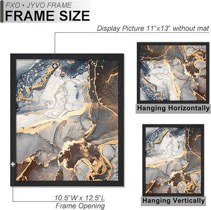 Engineered Wood 11x13 Picture Frame Set of 6, Black Frame for 11 x 13 Inch Picture Poster Photo, Light Weight 11 by 13 Frame with Wood-grain for Wall - 6 Pack/Black/11 x13