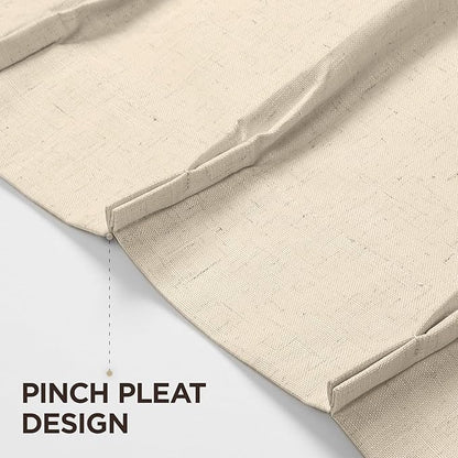 Joydeco Pinch Pleated Linen Curtains for Living Room, 100% Blackout Darkening Curtains 72 inches Length 2 Panel Thermal Insulated Pinch Pleat Drapes(Bleached Sand,40'' Wx72'' L)