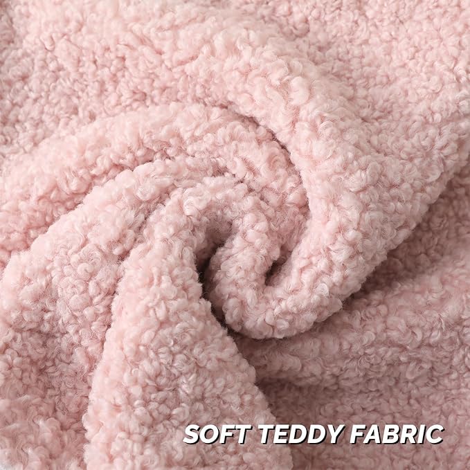 FUTEI Pink Throw Pillow Covers 26x26 Inch Set of 2,Furry Faux Fur Teddy Boucle Textured Cushion Covers,Soft Fluffy Decorative Euro Pillow Shams,Home Decor for Couch Bed Living Room Office Car