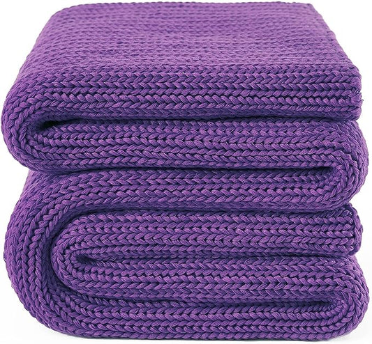 Guohaoi Knitted Weighted Blanket for Adults (Purple 60"x80" 17lbs) No Beads Cooling Throw Blanket for Hot Sleepers, Home Decor Breathable Chunky Knit Heavy Blanket Use on Queen/King Size Bed
