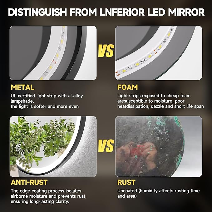 Hasipu Irregular Bathroom Mirror with Lights - 25"x45" LED Asymmetrical Wall Mirror, Abstract Modern Lighted Vanity Mirror for Wall, Anit-Fog, Dimmable, Memory, Vertical/Horizontal (Black