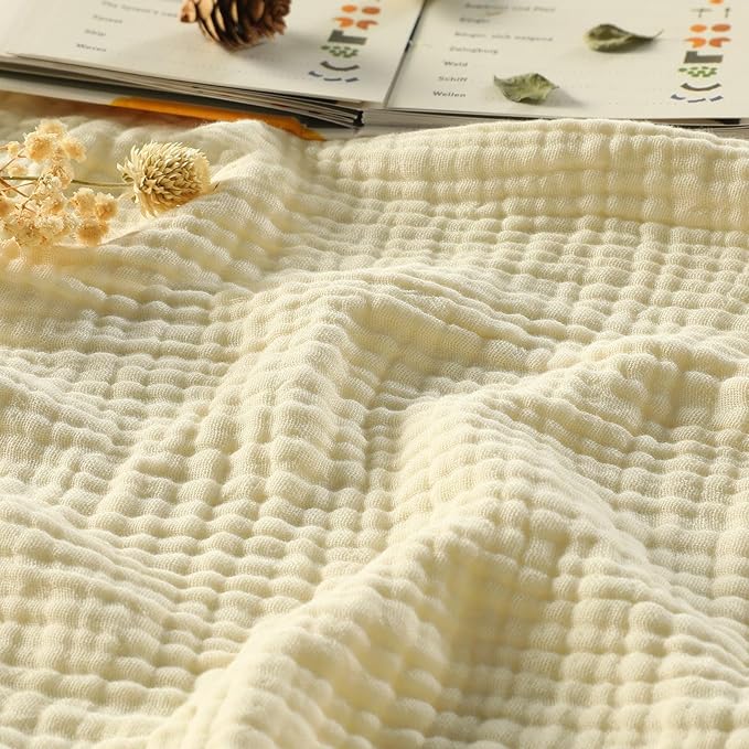 100% Cotton Muslin Blanket Twin XL Size 66" x 90" for Bed Couch Summer Gauze Blanket for Adults Lightweight and Breathable Apricot