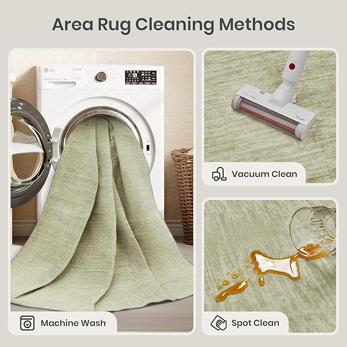 Valenrug Washable Rugs 4x6 - Stain Resistant 4x6 Area Rugs for Living Room, Non Slip Backing Printed Rugs for Bedroom, Folable Machine Washable Area Rug(4'x6', Green)