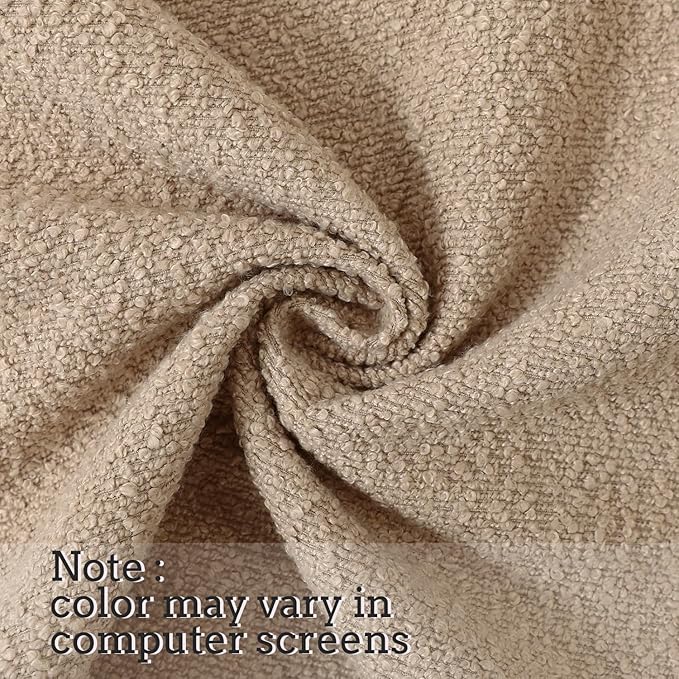 Jeneoo Khaki Decorative Square Thick Throw Pillow Covers Fine Textured Boucle Couch Cushion Cases for Sofa Decor, Set of 2, 18 x 18 Inch