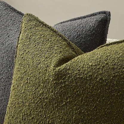 JUSPURBET 26x26 Pillow Covers Set of 2 Decorative Throw Pillow Covers Case for Couch Sofa Bed Soft Boucle Textured Cushion Covers with Hidden Zipper for Home Decor Living Room,Olive Green