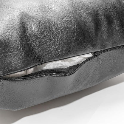 Faux Leather Throw Pillow Cover 18X18 Inch Set of 2 Black Outdoor Modern Farmhouse Solid Decorative Pillow Covers for Room Couch Living Bedroom Bed Sofa