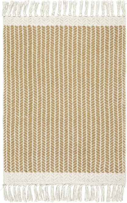 Lahome Boho Rugs for Bedroom, 3x5 Bathroom Rug Lightweight Farmhouse Woven Area Rug with Tassels, Throw Rugs Washable Kitchen Rug Non Shedding Indoor Door Mats for Entryway Living Room, Khaki