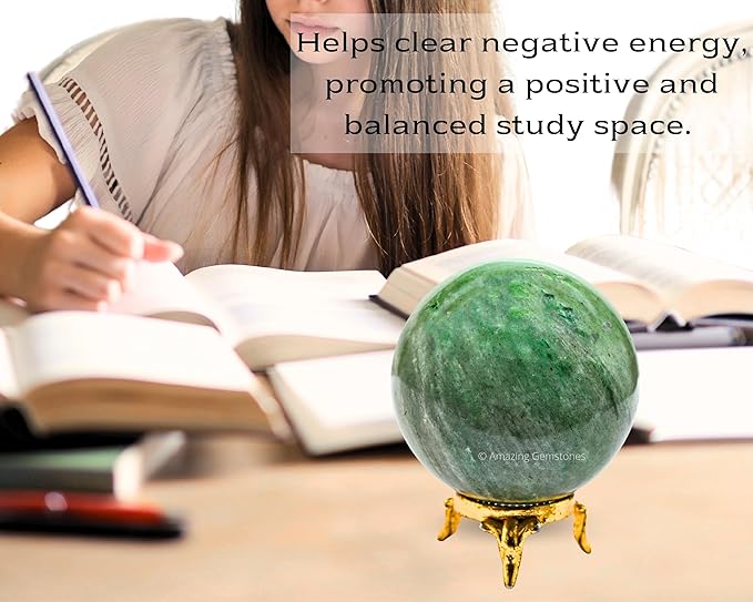 Amazing Gemstone Green Aventurine Crystal Ball with Stand - 2.5 Inches Large Crystal Sphere Meditation Balls for Witchcraft and Decorative Balls