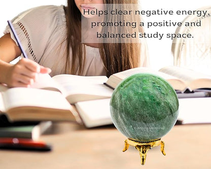 Amazing Gemstone Green Aventurine Crystal Ball with Stand - 2.5 Inches Large Crystal Sphere Meditation Balls for Witchcraft and Decorative Balls