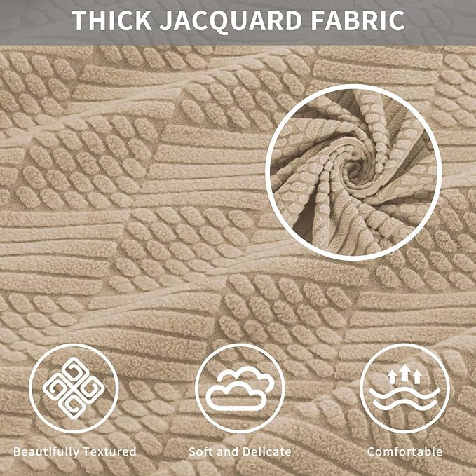 Easy-Going Waterproof Couch Cushion Covers for Couches and Sofas, Stretch Jacquard Sofa Seat Cover Replacement for Dogs, Pets & Kids, Durable Furniture Protector for Oversized Sofa Cushions, Camel