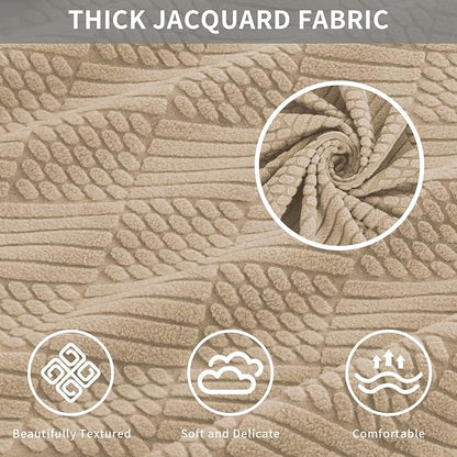 Easy-Going Waterproof Couch Cushion Covers for Couches and Sofas, Stretch Jacquard Sofa Seat Cover Replacement for Dogs, Pets & Kids, Durable Furniture Protector for Sofa Cushions, Camel